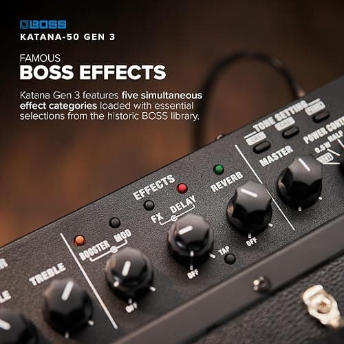 BOSS Katana-50 Gen 3 Guitar Amplifier | Compact 50-Watt Combo Amp | Custom 12-Inch Speaker | Evolved Tube Logic Sound | 12 Amp Characters | Onboard BOSS Effects | Advanced Connectivity & More thumbnail 4