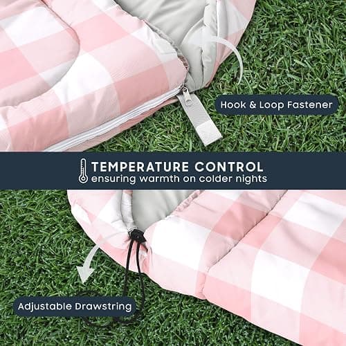 Wake In Cloud - Kids Sleeping Bag for Boys Girls Toddlers, Camping in Warm Cold Weather, Backpacking Lightweight Compact Outdoor Liner for 3 Seasons, Gingham Plaid thumbnail 5