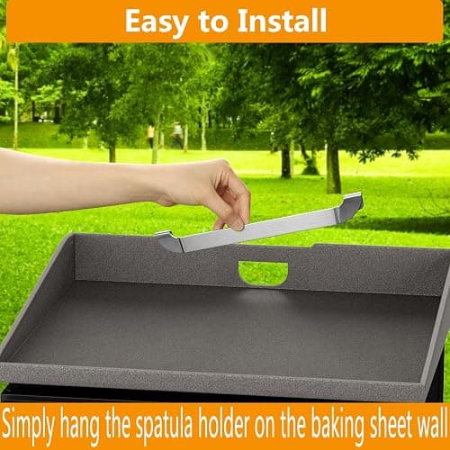10 Inch Griddle Spatula Holder Magnetic Design, Stainless Steel Grill Barbecue Tool Rack, Griddle Accessories for Blackstone Flat Top Griddle and Other Grill Griddles (2 Pcs) thumbnail 4