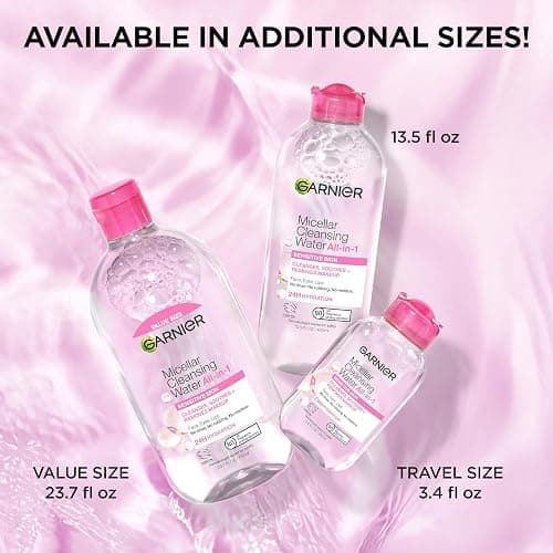 Garnier Micellar Water, Hydrating Facial Cleanser & Makeup Remover, Suitable for Sensitive Skin, Vegan, Cruelty Free, 13.5 Fl Oz (400mL), 1 Count thumbnail 9