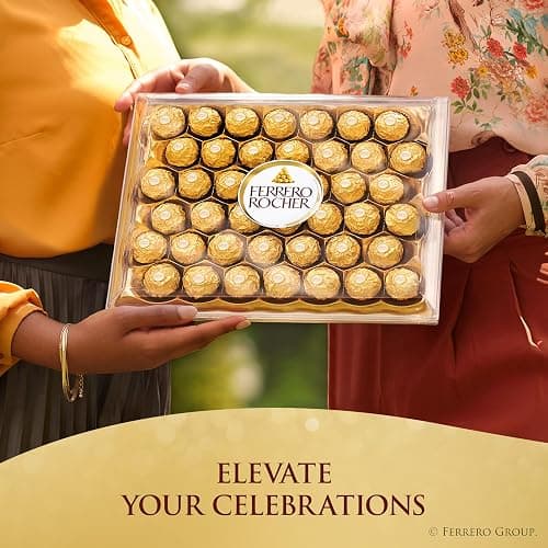 Ferrero Rocher Gourmet Hazelnut Milk Chocolate Gift Box, 42 Individually Wrapped Chocolates, 18.5 oz thumbnail 8