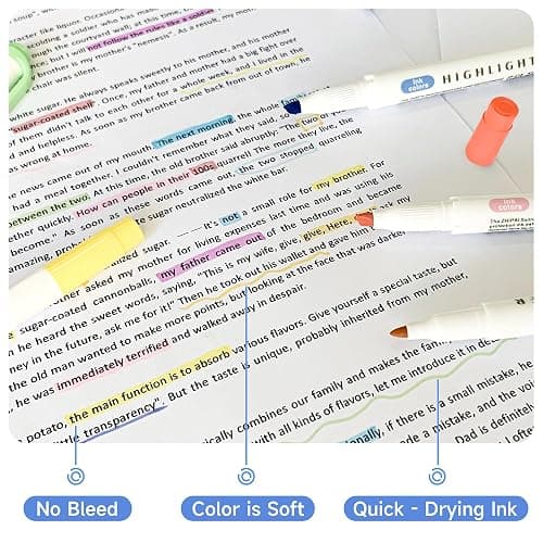 Zmcik Double Ended Highlighters with Soft Chisel Tip, 25-Pack Quick Dry Assorted Colors, Pastel Highlighters Set for School/Office Journaling, Bible Assorted Colors thumbnail 7