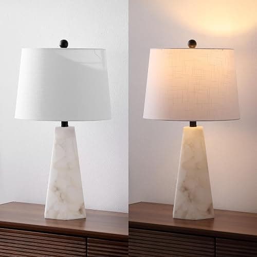 JONATHAN Y 25.5" Natural/Black Modern Table Lamp for Bedroom, White Linen Shade, Contemporary Bedside Nightstand Lamp for Living Room, LED Bulb Included (JYL6205B) thumbnail 7