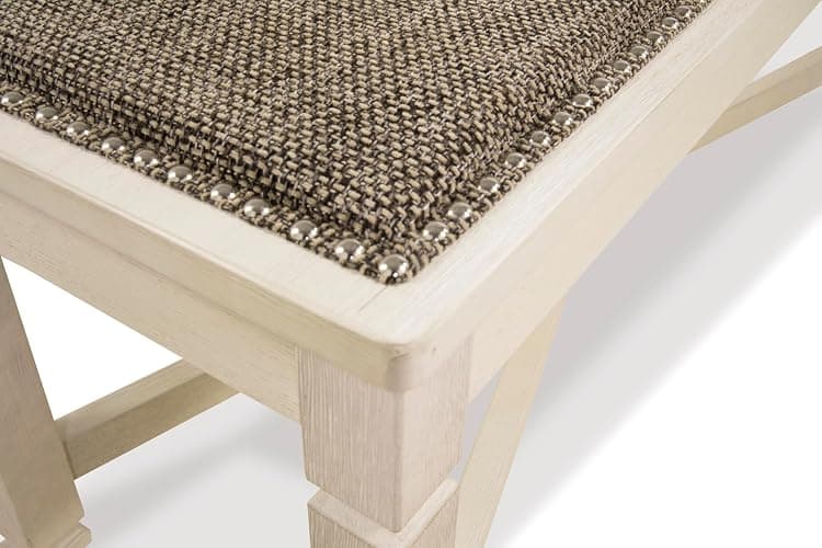 Signature Design by Ashley Bolanburg Casual French Country Upholstered Dining Room Bench with Nailhead Trim, Heavy Woven Fabric, Wood, Antique White & Tan thumbnail 10