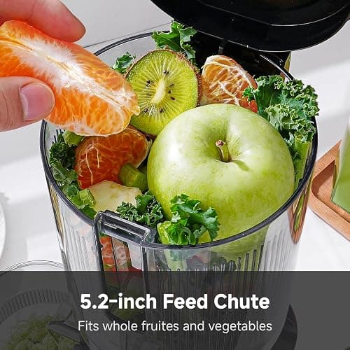 Cold press Juicer Machines with 5.2" Extra Self-Feeding for Whole Vegetable & Fruit, Juice Extractor with Large Auger & Triple Strainers, Easy to Clean, High Juice Yield, Stainless Steel Silver thumbnail 3