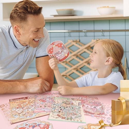 Girls 3D Miniature Scene Stickers, 4 Sets Mini Shop DIY House Stickers for Clothing Store, Coffee Shop, Bakery, Dessert Shop, Cute 3D Cartoon Sticker Scenes for Adult Kids Relief Stress Pass The Time thumbnail 2