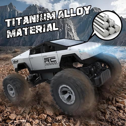 WIAORCHI 1:12 Scale RC Cars Remote Control Car, 4WD Off-Road Truck, Metal Shell LED Headlights Offroad Monster RC Truck, 4x4 All Terrain Hobby RC Cars Toys for Boys Kids Adults Gifts 8-12 thumbnail 4