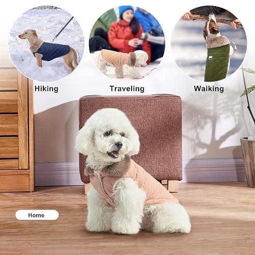 BEAUTYZOO Winter Dog Coat with Harness Built in, Warm Dog Puffer Jacket Vest Padded Fleece Cold Weather Coats Windproof Waterproof Snow Jackets Clothes for Small Medium Puppy, Pink L thumbnail 3