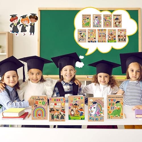 HOWAF 9pcs Kindergarten Graduation Cards Preschool Graduation Cards, 2026 Kindergarten Graduation Gift Card with Envelope Stickers for Kids Girls Boys 2026 Graduates, Congrats Grad Greeting Cards thumbnail 4