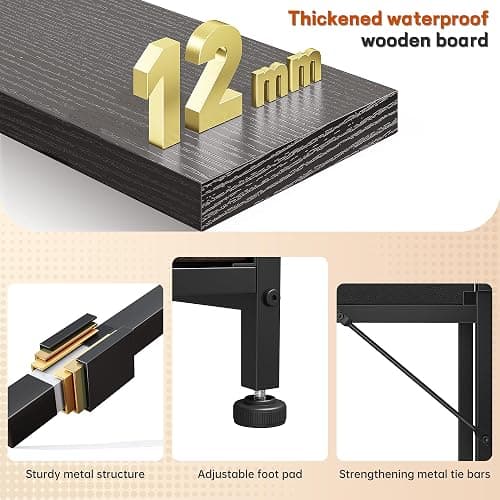 DurayLoly 31.5Inch Office Computer Desk with LED Lights & 2 Fabric Drawers, Gaming Desk with Side Pocket & Ergonomic Monitor Stand, Small Space Study Writing Table with Anti-Tip Design,Black thumbnail 8