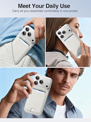 TopMade for Magsafe Wallet, Strongest Magnetic Card Holder for iPhone 17, iPhone 16/15/14/13/12 Series, Leather Magnetic Phone Wallet with Powerful Magnets, RFID Blocking, Fit 4 Cards, Milky White thumbnail 8