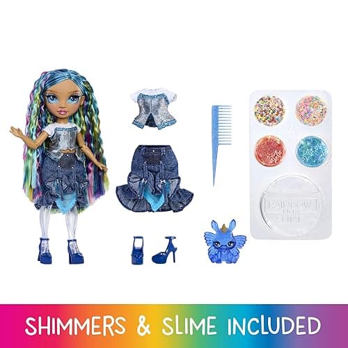 Rainbow High Rainbow Shimmers with Slime – Skyler, Blue 11” Fashion Doll, Create a Rainbow Doll, Slime Kit, Pet Bunny, Kids Gift 4+ thumbnail 3
