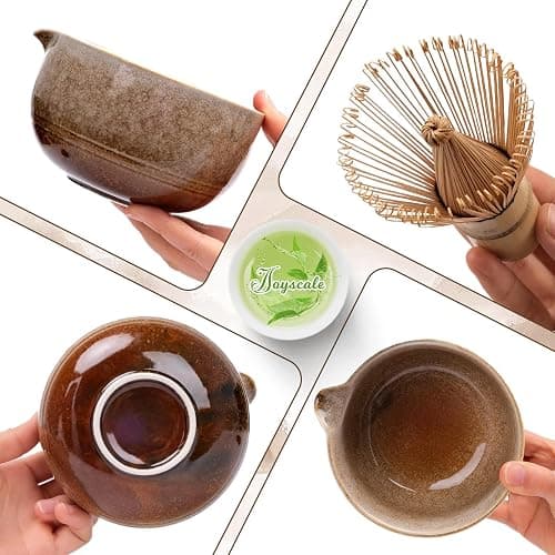 Joyscale Matcha Whisk Set, Matcha Set Whisk And Bowl, 8 Pcs Matcha Kit Set(Ancient Kiln Design), 14 OZ, Japanese Matcha Tea Set, Matcha Making Kit Gifts for Tea Lovers(Kiln White) thumbnail 4
