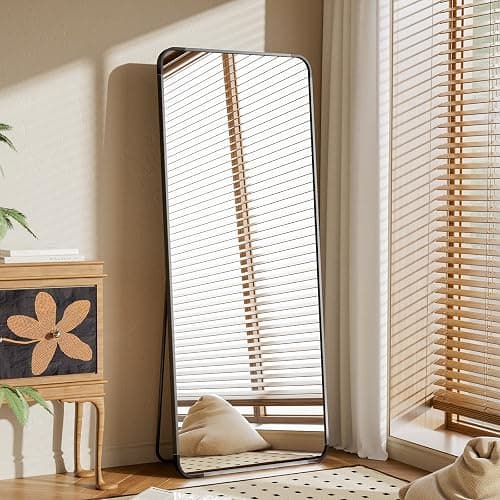 BEAUTYPEAK Black Full Length Mirror, 65"x24" Rounded Corner Floor Mirror Standing Hanging or Leaning Against Wall, Suitable for Bedroom or Dressing Room thumbnail 5