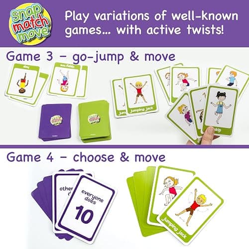 Covelico Exercise Cards for Kids, Play PE Games with 20 Exercises, 52 Cards | PE Teacher Must Haves, Solo or Group Play, Indoor Classroom Recess Games, Home School Therapy, Snap Memory Go Fish, Ages 4+ thumbnail 4