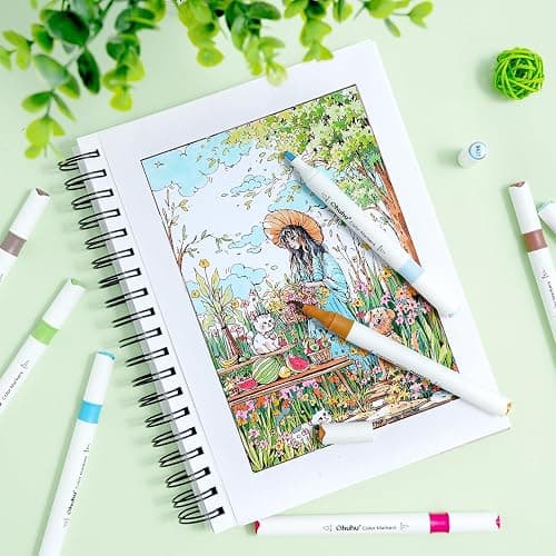 Ohuhu 140 Colours Water-Based Markers, Dual Tip Art Markers Brush Pens for Adults Colouring Pens for Anime Manga Design, Calligraphy, Drawing, and Illustration, Odourless & Non-Toxic thumbnail 5