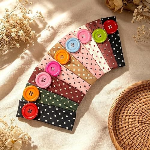 TYATVS Whimsy Twee Button Headband Patterned Polka Dot Headbands 2000s Whimsical Aesthetic Fun Funky Accessories (green+pink) thumbnail 6