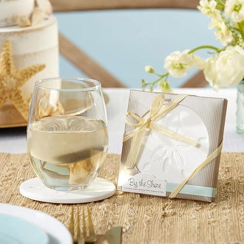 Kate Aspen by The Shore Sand Dollar Coaster – Coastal Decor & Beach Wedding Favors, Bridal Shower Gifts, Nautical Party Favors, Beach Themed Decor, One Coaster thumbnail 5