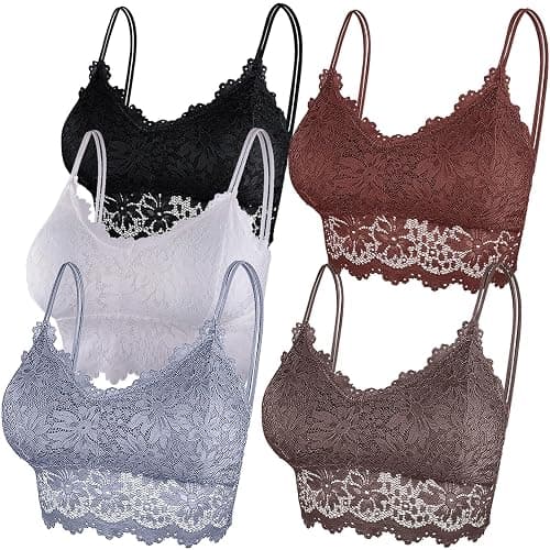 Duufin 5 Pcs Lace Bralettes for Women Bralette Padded Lace Bandeau Bra - Image 1