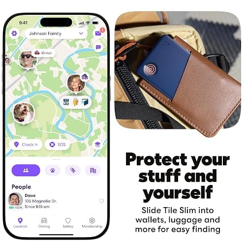 Life360 Tile Slim - Wallet Finder, Bluetooth Tracker and Item Locator for Luggage Tags, Passports and More. Both iOS and Android Compatible. Phone Finder. 1-Pack (Navy Blaze) thumbnail 3