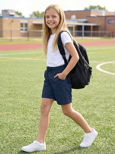 Resinta Girls School Uniform Bermuda Shorts Pull-on Chino Elastic Waist Summer Soft Play Shorts with Pockets 5-13Y thumbnail 3