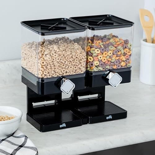 Honey-Can-Do Zevro Compact Dry Food Dispenser, Dual Control, Black/Chrome thumbnail 2