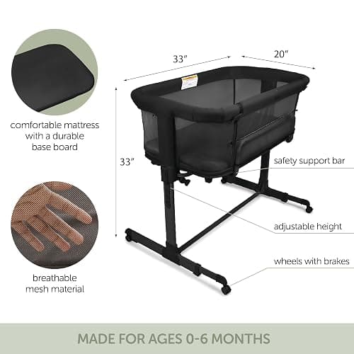 KoolerThings 3 in 1 Baby Bassinet, Bedside Sleeper, & Playpen, Easy Folding Portable Crib (Black)- KoolaBaby (Mesh Bassinet) thumbnail 2
