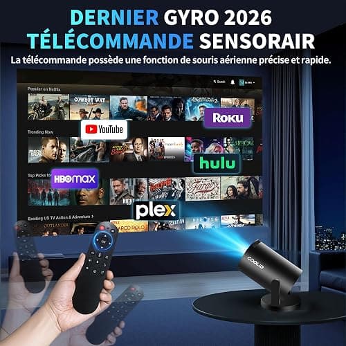 [Apps intégrées & 2026 Upgraded] Mini Vidéoprojecteur Supporte 4K 1080P avec 5G WiFi 6 Et BT 5.4 Le Projecteur Soutien Rotation 180° Portable Projecteur Video Applicable Laptop/HDMI/TV Stick,Negro thumbnail 7