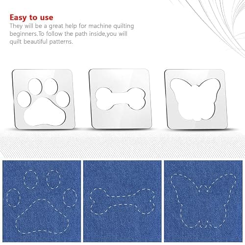 3Pcs Free Motion Quilting Rulers and Templates Set Butterfly Pet Footprint Bone Pattern 1/8 inch Thick Acrylic Quilting Templates for Domestic Sewing Machines with Non-Slip Grips (Style B)… thumbnail 4