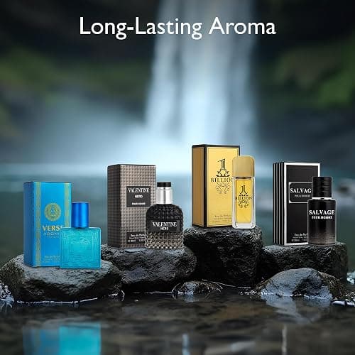 Signature Scent 4-Piece Mini Fragrance Set for Men Includes Savvy/1 Billion/Verse/Valentine Collection of Woody, Spicy, Citrus & Aromatic Fragrance Non-Irritating Ingredient Each One in 30ml Bottle thumbnail 3