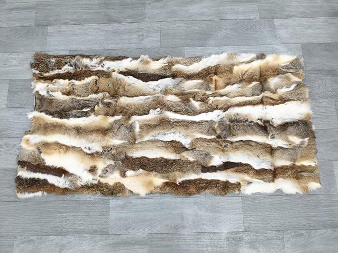 Natural Rabbit Fur Sofa Bed Throw Blanket,Rug,Rabbit Pelt Skin Fur Blankets/Plates Furry Soft Warm Lush Throw Home Decoration Reprocessed DIY Materials (21.65" x 43.3" Tan) thumbnail 4