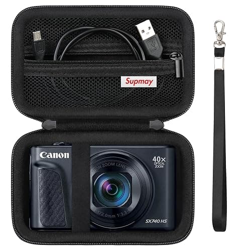 Supmay Hard Carrying Case for Canon PowerShot SX740 HS/ SX730 HS/ SX720 HS/ SX620 HS/ G7 X Mark III/ G7 X Mark II Digital Camera, Storage Holder Travel Bag with Mesh Pocket for Battery Pack, Black - Image 1
