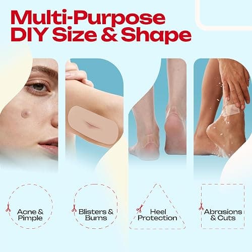 LIFARA Hydrocolloid Roll for Wound Care - Cut-to-Size, Hydrocolloid Patch Bandages with Self-Adhesive, Ultra Absorbent & Waterproof, First Aid Kit Essential (11.8mil/ 0.3mm Thickness, 2in*8ft) thumbnail 5