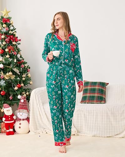 HMPEAIIY Women Y2k Monkey Pajamas Set Button Down Sleepwear Loungewear Pjs for Jammies Party Christmas Thanksgiving Gift thumbnail 2
