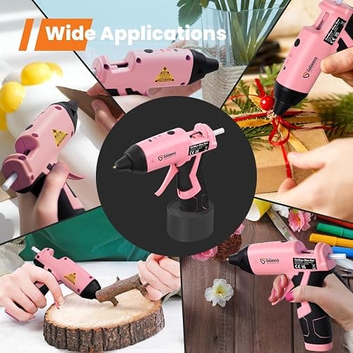 GoGonova Cordless Glue Gun, 15s Fast Preheating 2Ah Cordless Hot Glue Gun with 25 Pcs Premium Mini Glue Gun Sticks, USB-C Battery Rechargeable Hot Glue Gun, Smart Power-Off, Pink thumbnail 6