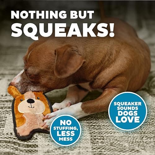 Outward Hound Durablez Tough Plush Squeaky Dog Toy, Puppy, Brown, XS thumbnail 4