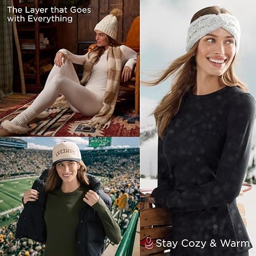 Cuddl Duds Womens Fleece Lined Thermal Base Layer Set – Long Sleeve Shirt & Leggings for Cold Weather – Lounge Set for Women thumbnail 5