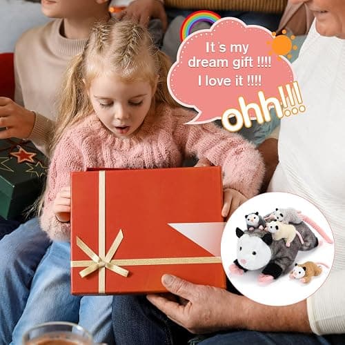 Hollowfly 5 Pcs Stuffed Opossum Mommy Possum Plush with 4 Baby Opossums Stuffed Toy on Her Back, Magnetic Attraction Cotton Plush Animal Toy Gift for Boys Girls Possum Lover(Cute) thumbnail 7