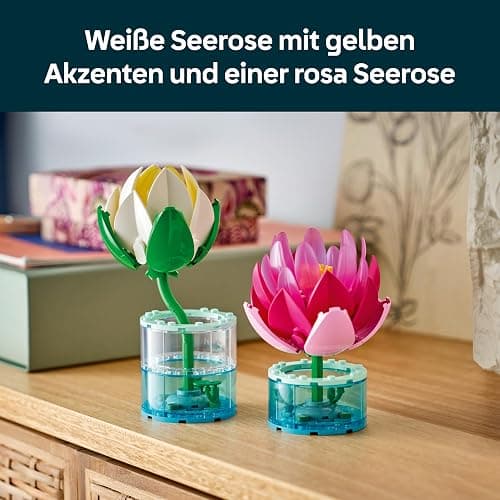 LEGO Botanicals Seerosen - Kunstblumen Set mit 2 künstlichen Topfpflanzen in transparenten Vasen - DIY Kinderzimmer Deko - Geschenk für Mädchen ab 9 Jahren & Erwachsene Blumenliebhaber - 11511 thumbnail 5
