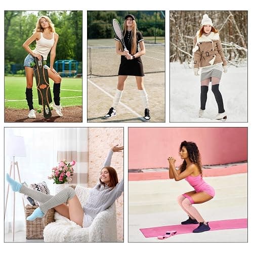 Passionbility Leg Warmers for Women 80s, Ribbed Knit Long Socks Leg Warmer | Leg Warmers Women Girls Y2k, Warm LegWarmer Long Socks for Party Yoga Sports Fashion Accessories, Medium Size Stretch Fit thumbnail 7
