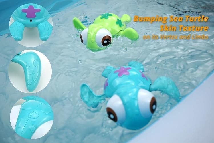 DUCKBOXX XX Wind-up Swimming Sea Turtles Bath Toy, No Battery Mold-Free Anti-Rust Interactive Montessori Toy for Kids 18M+ (3pcs) thumbnail 4