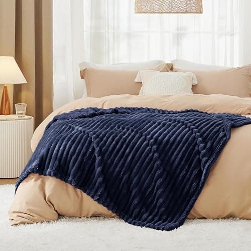 Bedsure GentleSoft Navy Blue Throw Blanket for Couch, Father Birthday Gifts for Men Husband Dad, Cozy Soft Blankets for Women, Cute Small Fleece Throws, Navy, 50x60 Inches thumbnail 8