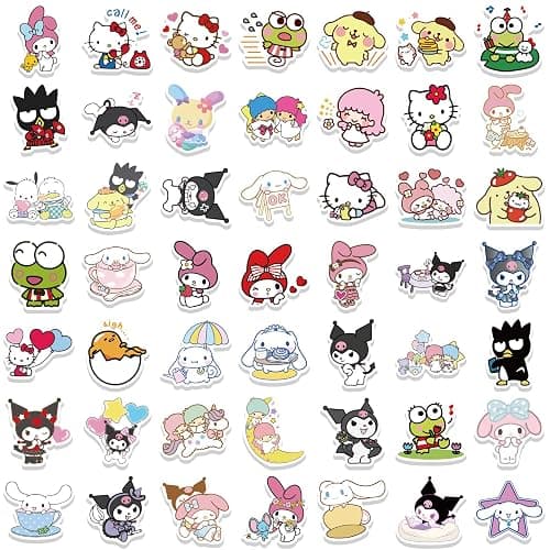 100pcs Sanrio Cartoon Stickers for Kids, Cute Hellokitty Kuromi Mymelody Stickers for Teen Girl Adult Water Bottle, Skateboard, Phone, Laptop, Bicycle, Travel Case, Guitar, Helmet thumbnail 7