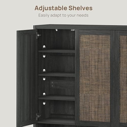 SICOTAS Rattan Shoe Storage Cabinet - Modular Shoe Cabinets with Door Tall Large Shoe Cabinet Storage for Entryway - 65.6" Wide Modular Cabinet for Hallway, Living Room thumbnail 5