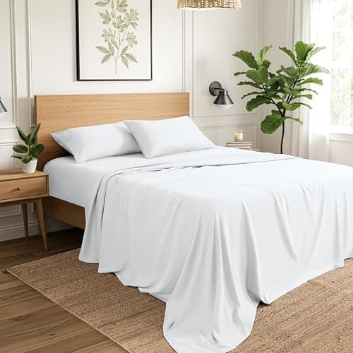 Ivy Union Twin Extra Long Sheet Set - Ultra-Soft Cooling with Deep Pockets - Breathable, Easy-Fit - Hotel Luxury Bedding Sheets & Pillowcases (Twin XL, White) thumbnail 7