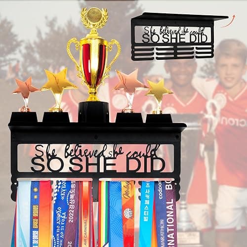 Goutoports Personalized Medal Hanger Display Holder Tiered Award Rack - Custom Text Color and Images for Athletes Easy to Install thumbnail 4