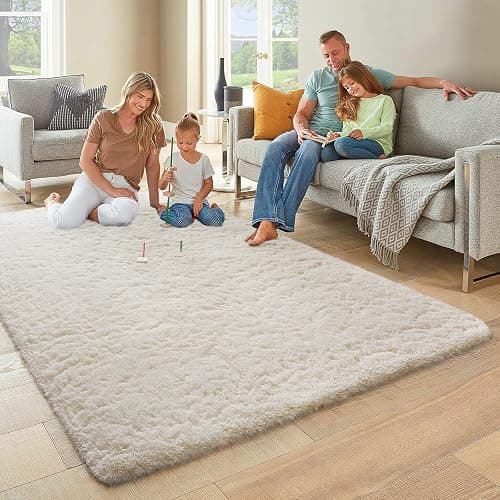 Ophanie 6x9 Area Rugs, Upgrade Non-Slip Fluffy Soft Rugs for Living Room, Large Shag Ivory Fuzzy Plush Rug, Shaggy Big Carpets for Bedroom, Kids Boys Girls Dorm Nursery Home Decor Aesthetic thumbnail 3