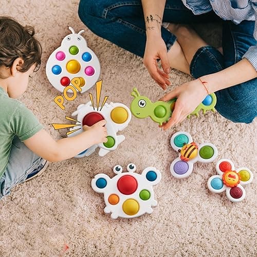 LiKee Fidget Popper Sensory Baby Toys for 10+ Months, Montessori Busy Toy for 1 2 3 Years Old Toddlers Push and Popping Bubbles Fine Motor Skill, Travel Toys for Kids Ages 1-3 Stress Relief (Ladybug) - 3-D Ladybug thumbnail 2