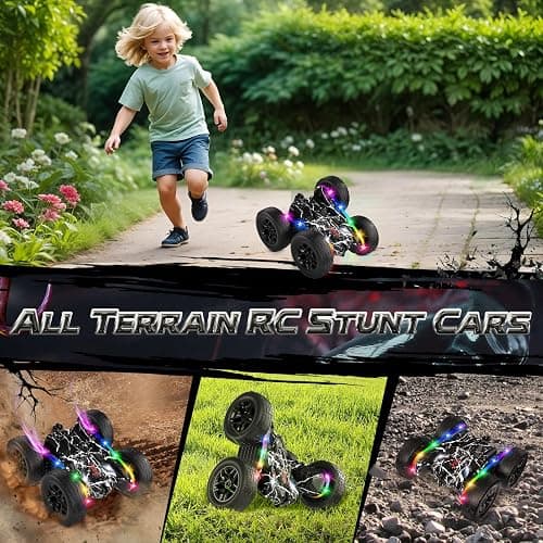 Terucle Rc Cars Toys for Boys Remote Control Car 2.4 GHz Black Toys for Ages 5-7 Kids Toys New Upgraded Strip Lights 360° Rotating Rc Truck Birthday (Black) thumbnail 6