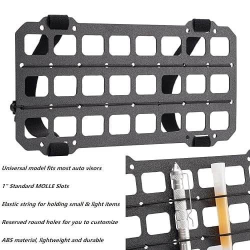 TACNEX Vehicle Rigid MOLLE Panel for Car Visor Organizer EDC Pouch Tool Holster Bag Holder Tactical Gear Rack Truck Equipment Mount Plate Modular Storage Shelf Auto Interior Accessories thumbnail 3